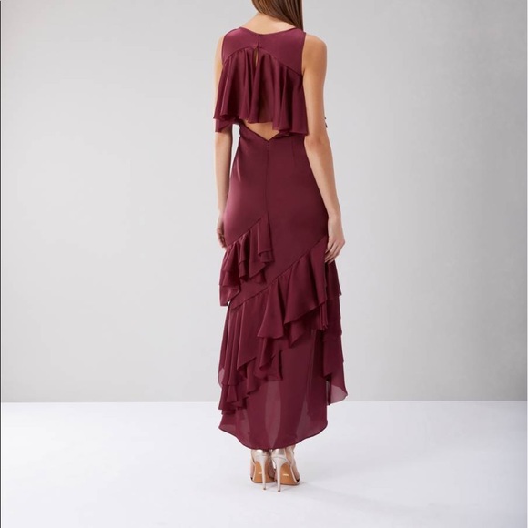 Merlot Ivey Ruffle Soft Evening Dress - Picture 2 of 5